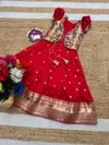 Ajd 8146 Soft Paithani Silk Kids Wear Gown With Coat Wholesale Suppliers In Mumbai